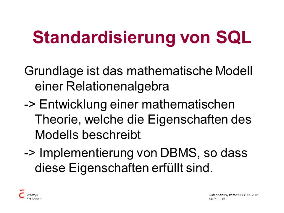 Standardisierung von SQL