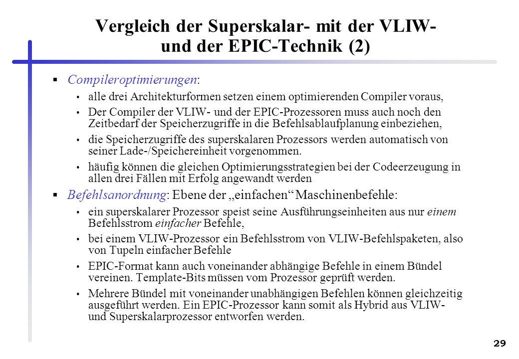 Vergleich der Superskalar- mit der VLIW- und der EPIC-Technik (2)