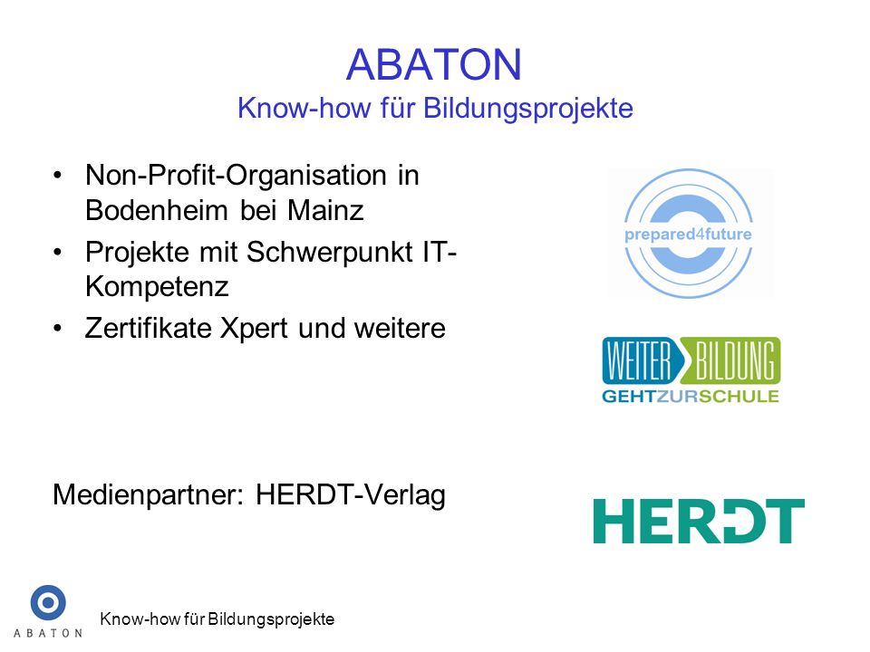 ABATON Know-how für Bildungsprojekte