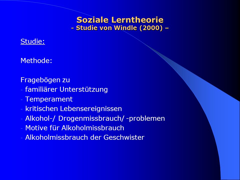 Soziale Lerntheorie - Studie von Windle (2000) –