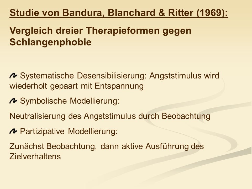 Studie von Bandura, Blanchard & Ritter (1969):