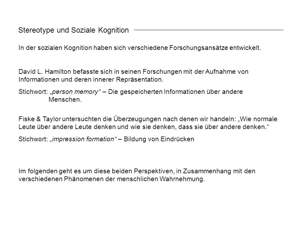 Stereotype und Soziale Kognition