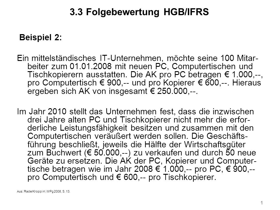 3.3 Folgebewertung HGB/IFRS