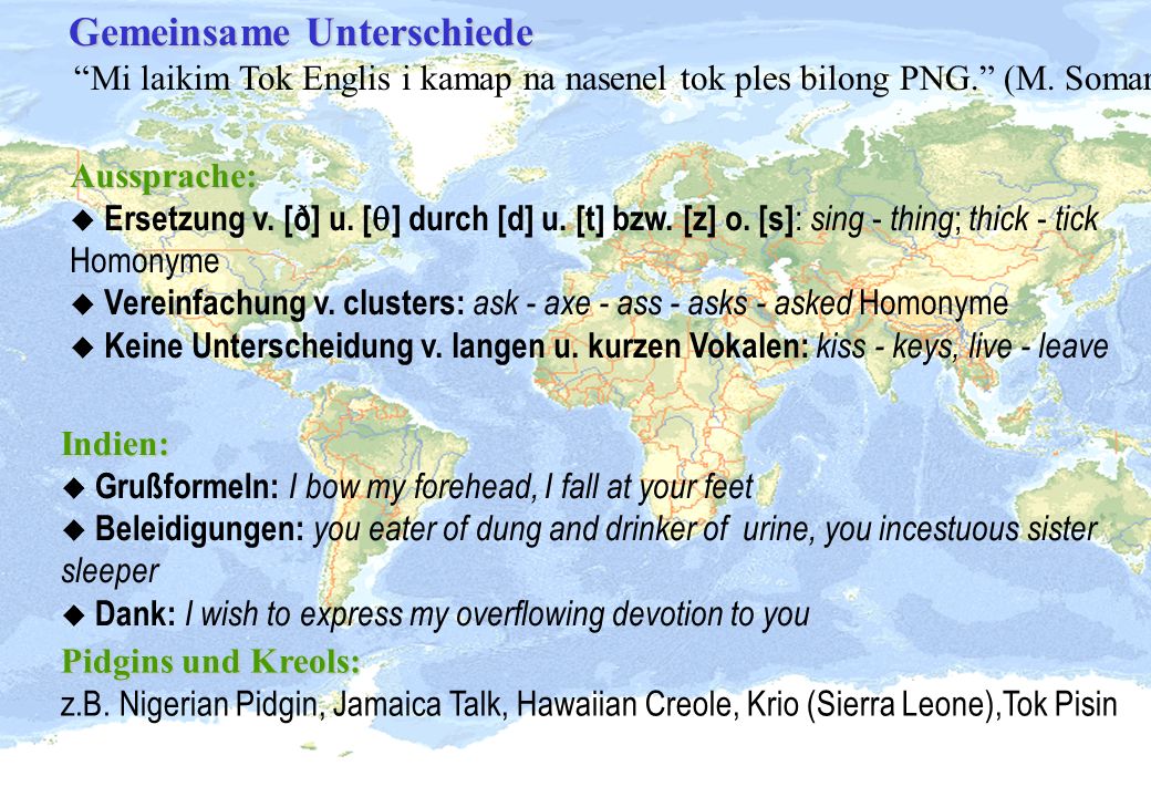 Gemeinsame Unterschiede Mi laikim Tok Englis i kamap na nasenel tok ples bilong PNG. (M. Somare)