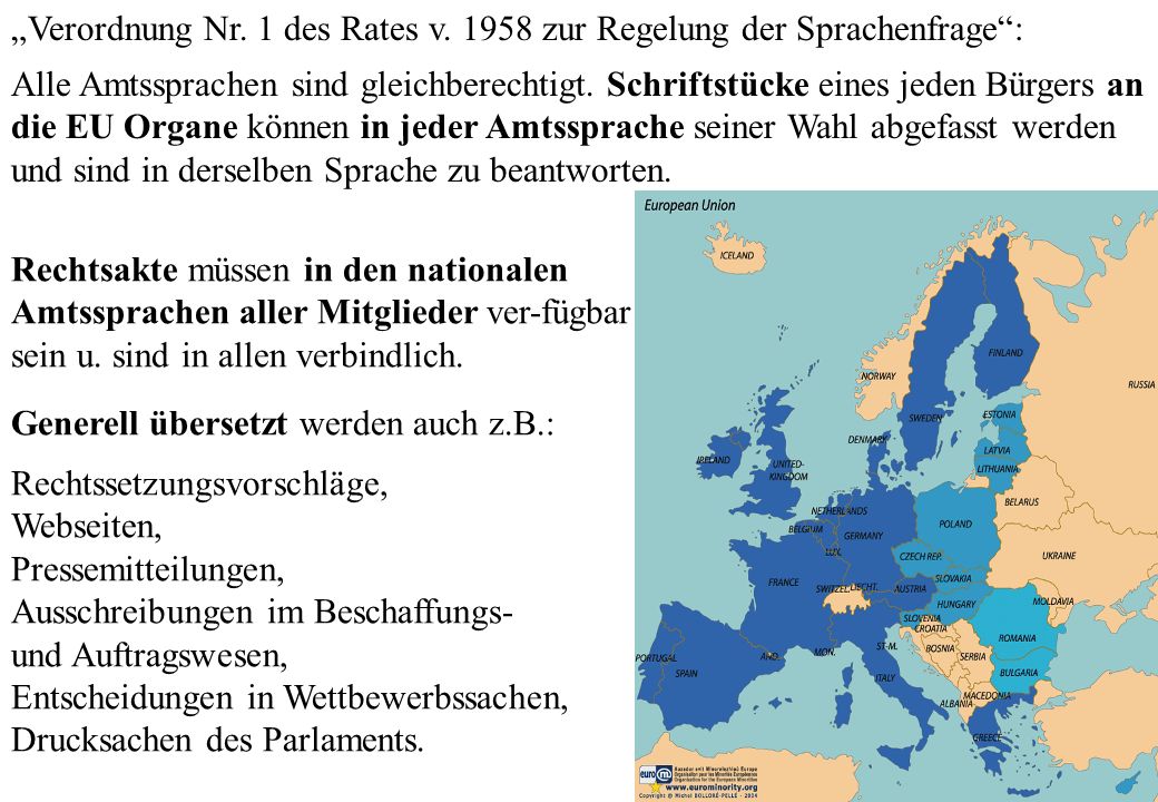 „Verordnung Nr. 1 des Rates v zur Regelung der Sprachenfrage :