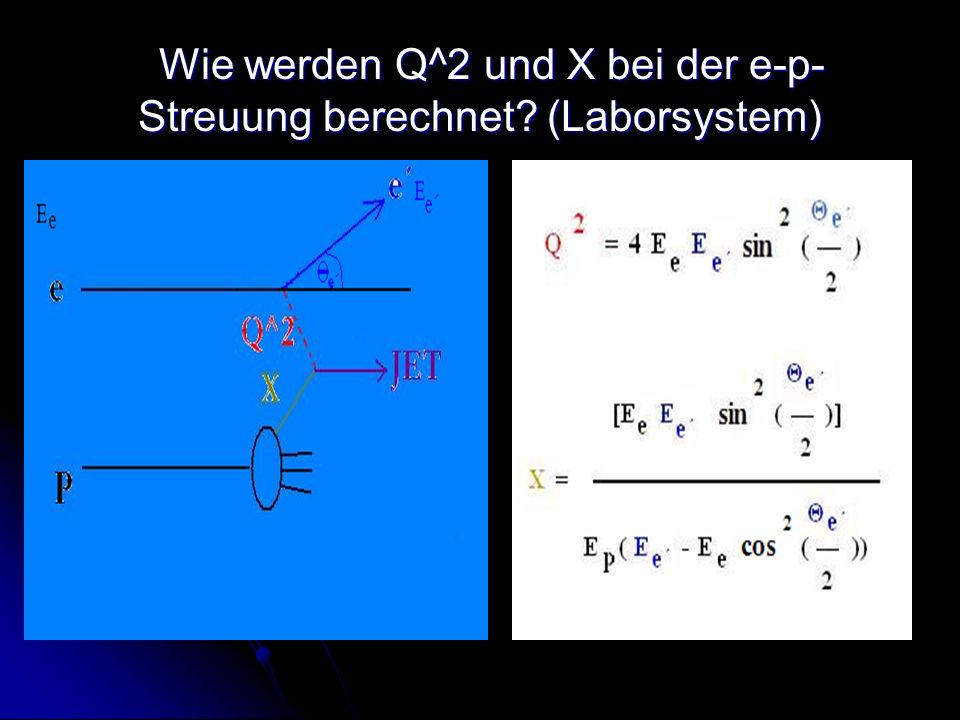 Wie werden Q^2 und X bei der e-p-Streuung berechnet (Laborsystem)
