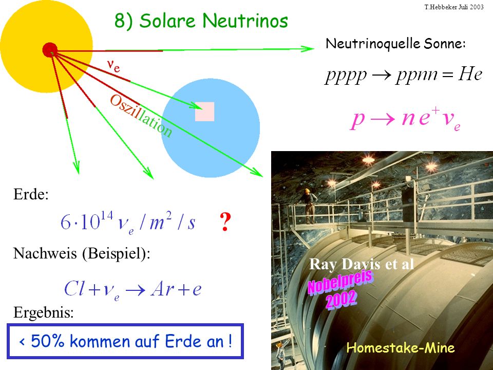 Nobelpreis ) Solare Neutrinos Oszillation Erde: