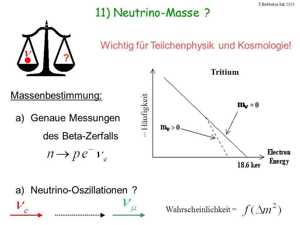 11) Neutrino-Masse Wichtig für Teilchenphysik und Kosmologie!