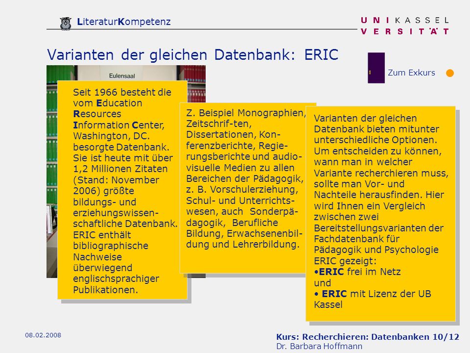 Varianten der gleichen Datenbank: ERIC