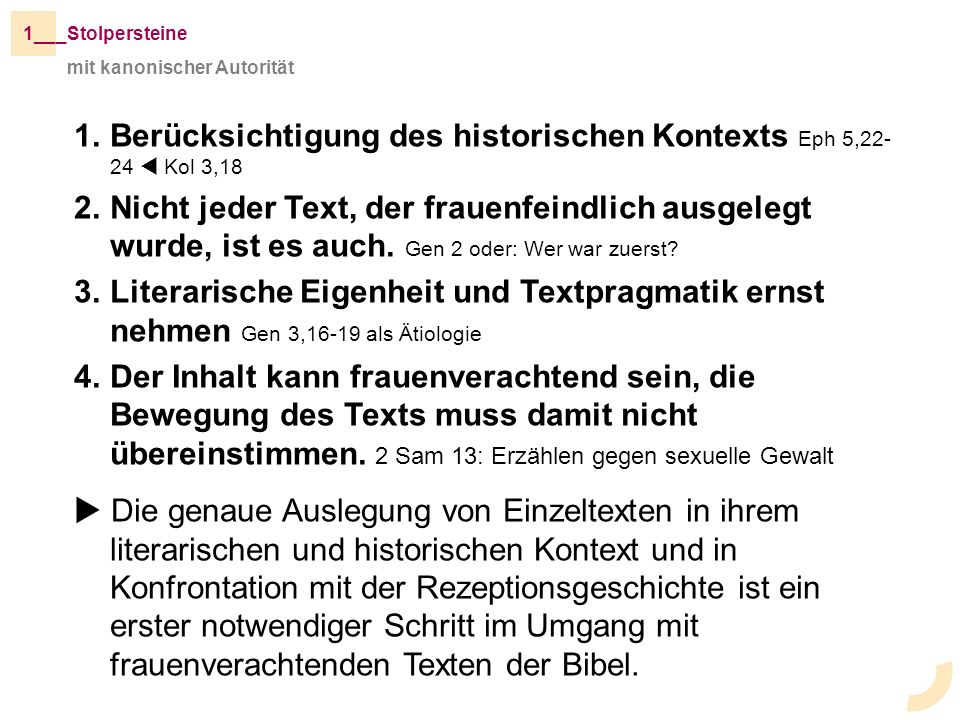Berücksichtigung des historischen Kontexts Eph 5,22-24  Kol 3,18