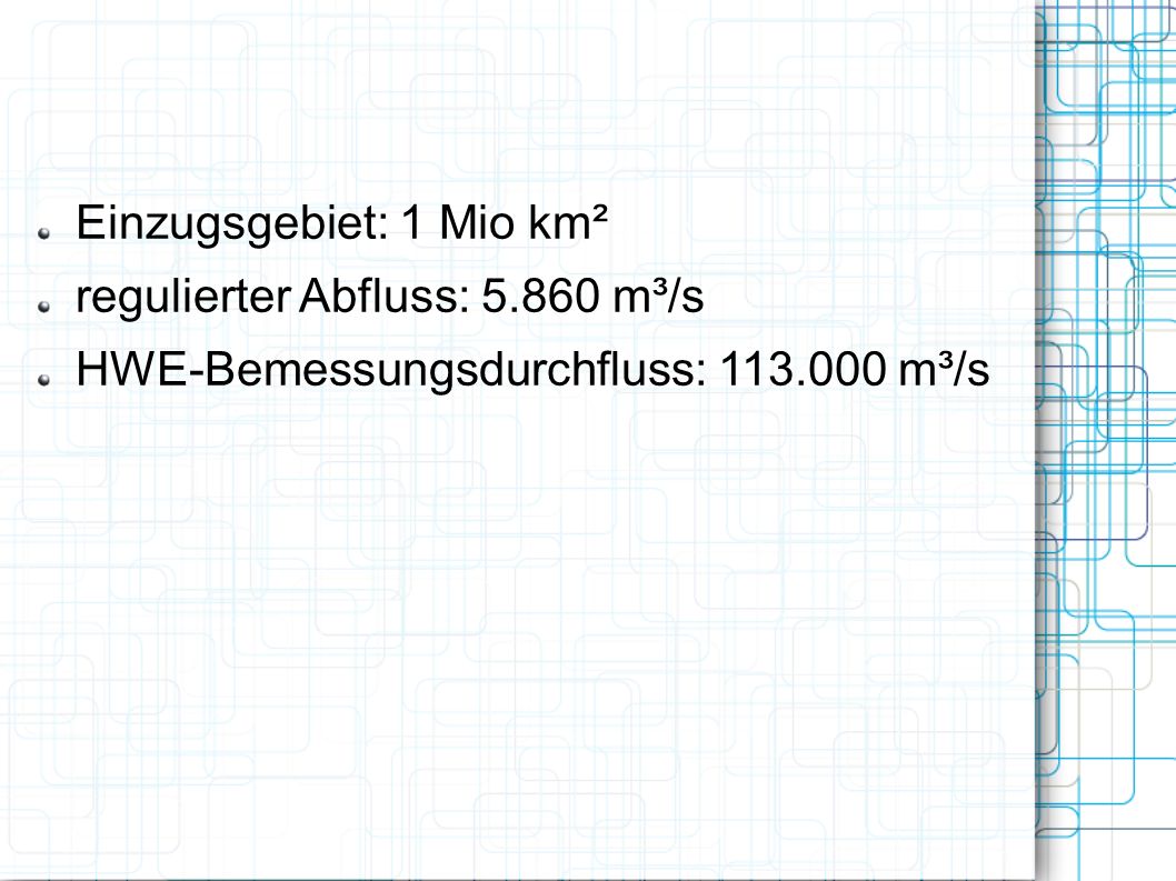 Einzugsgebiet: 1 Mio km²