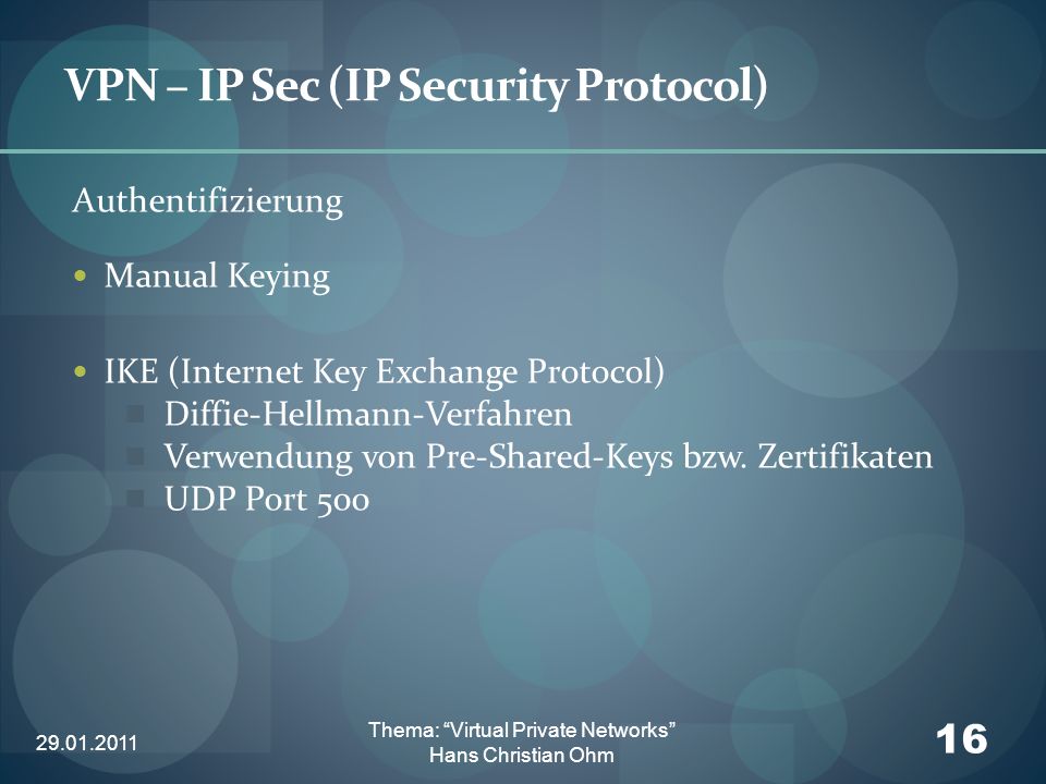 VPN – IP Sec (IP Security Protocol)