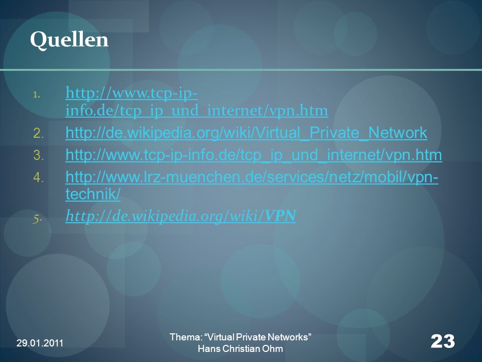 Thema: Virtual Private Networks