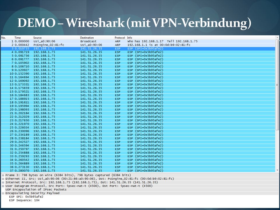 DEMO – Wireshark (mit VPN-Verbindung)