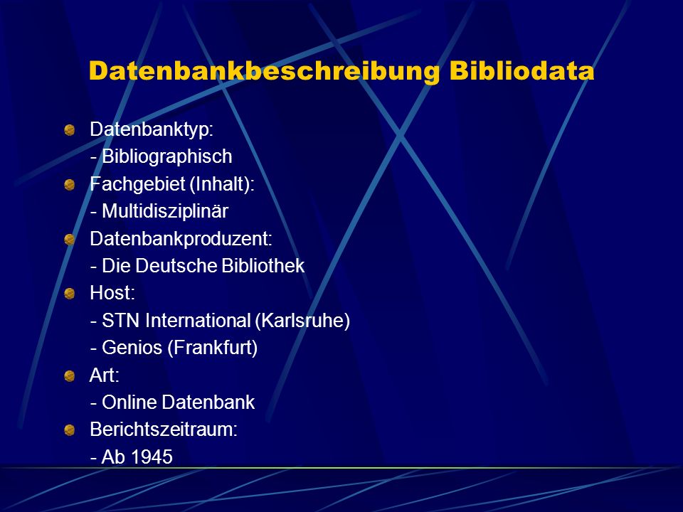 Datenbankbeschreibung Bibliodata