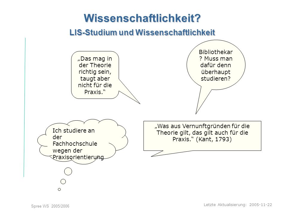Wissenschaftlichkeit LIS-Studium und Wissenschaftlichkeit