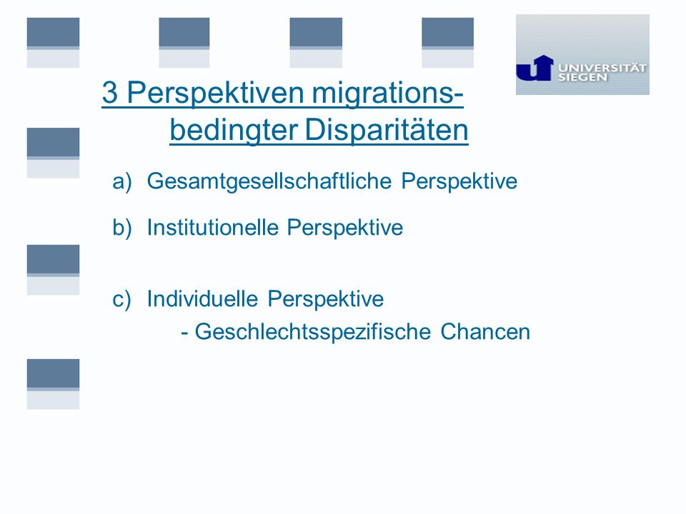3 Perspektiven migrations- bedingter Disparitäten