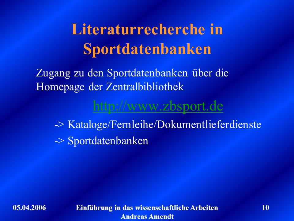 Literaturrecherche in Sportdatenbanken