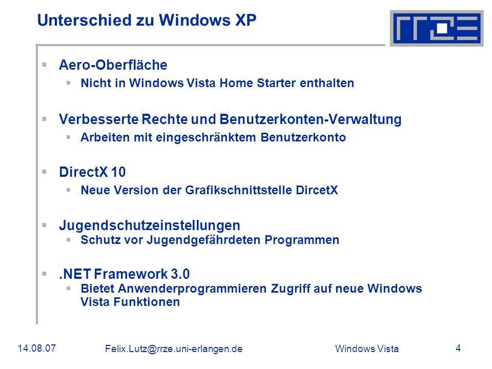 Unterschied zu Windows XP