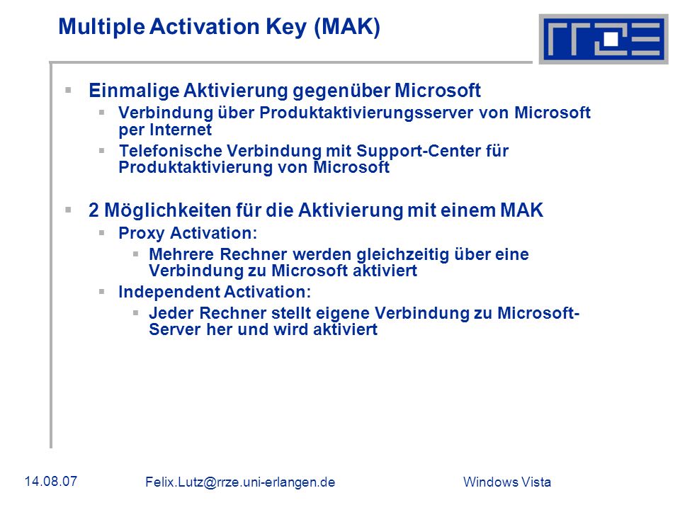 Multiple Activation Key (MAK)