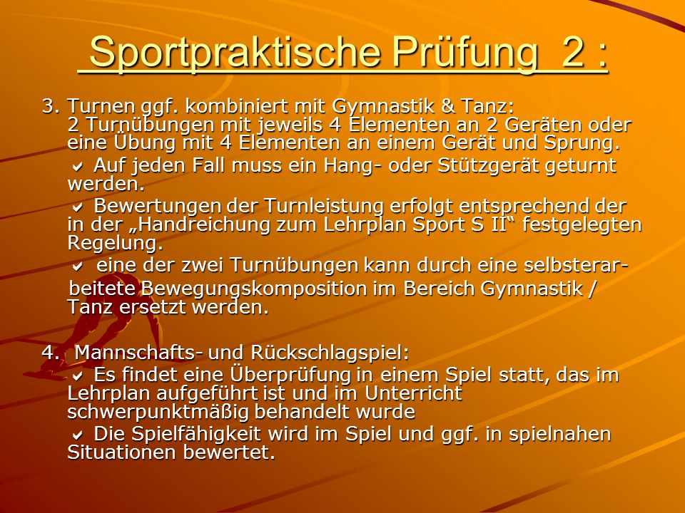 Sportpraktische Prüfung 2 :