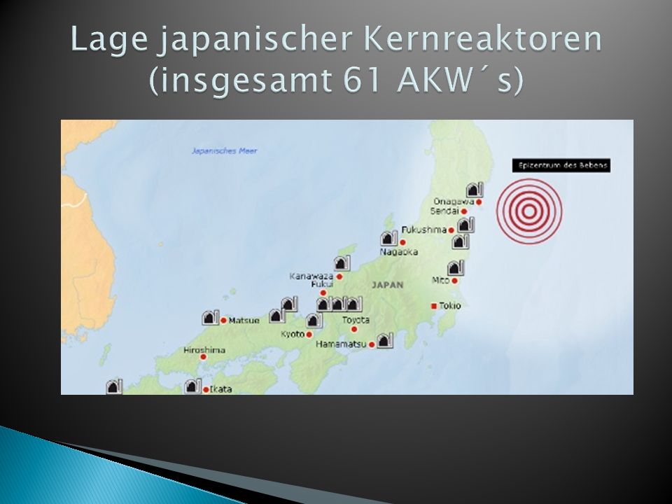 Lage japanischer Kernreaktoren (insgesamt 61 AKW´s)