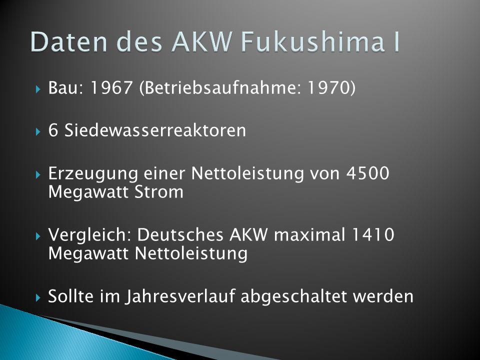 Daten des AKW Fukushima I