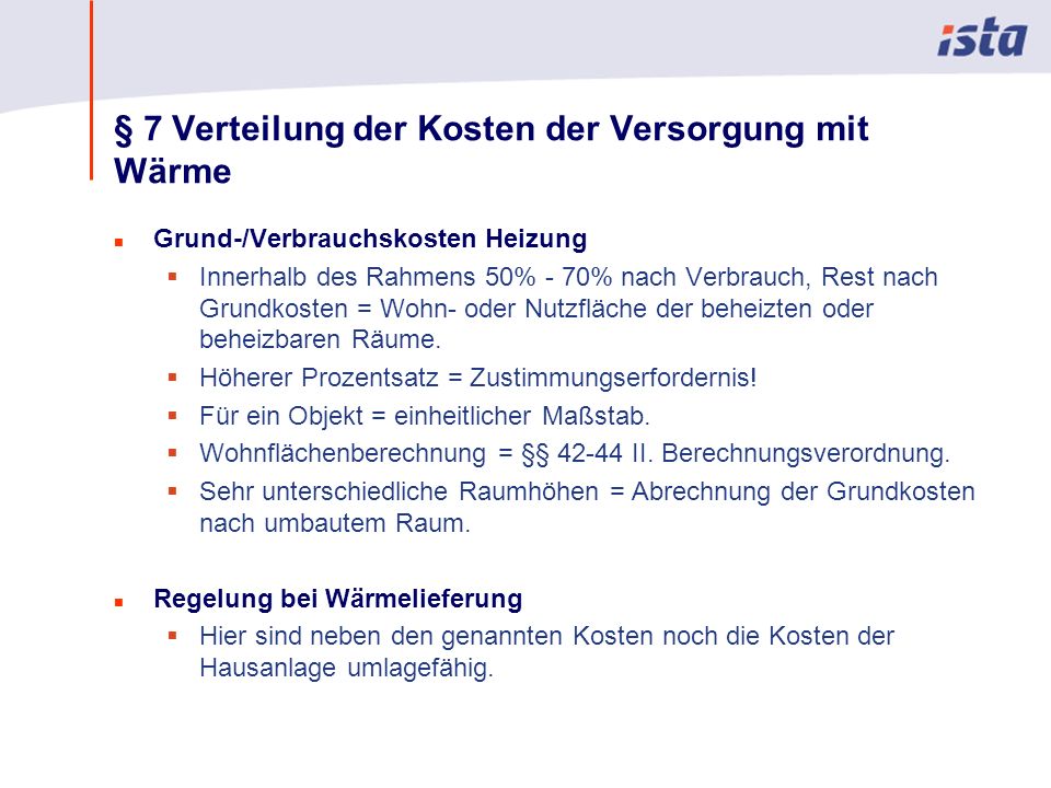 § 7 Verteilung der Kosten der Versorgung mit Wärme