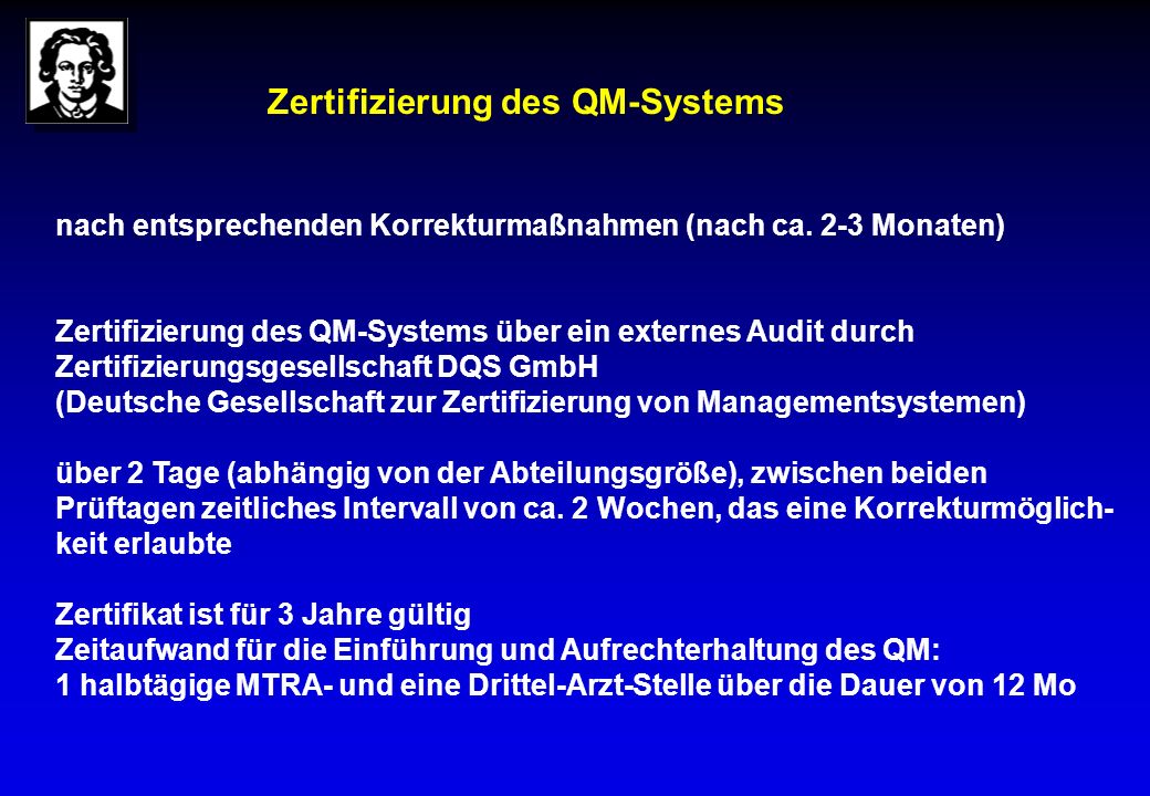 Zertifizierung des QM-Systems