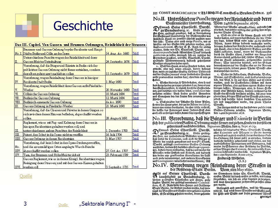 Geschichte 3 „Sektorale Planung I - TU Berlin - ISR - SoSe 2007