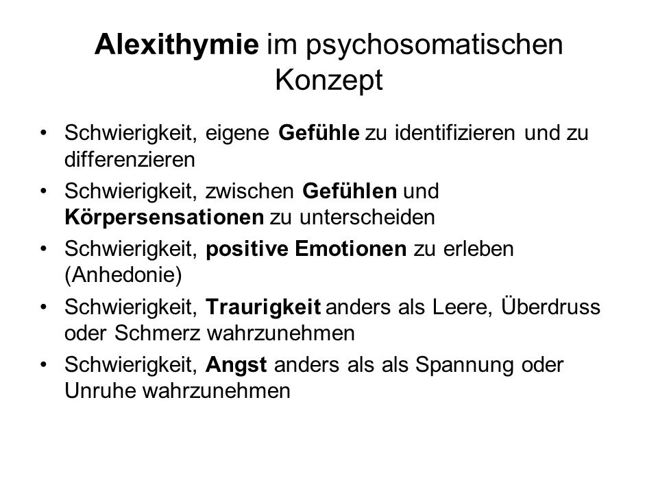 Alexithymie im psychosomatischen Konzept