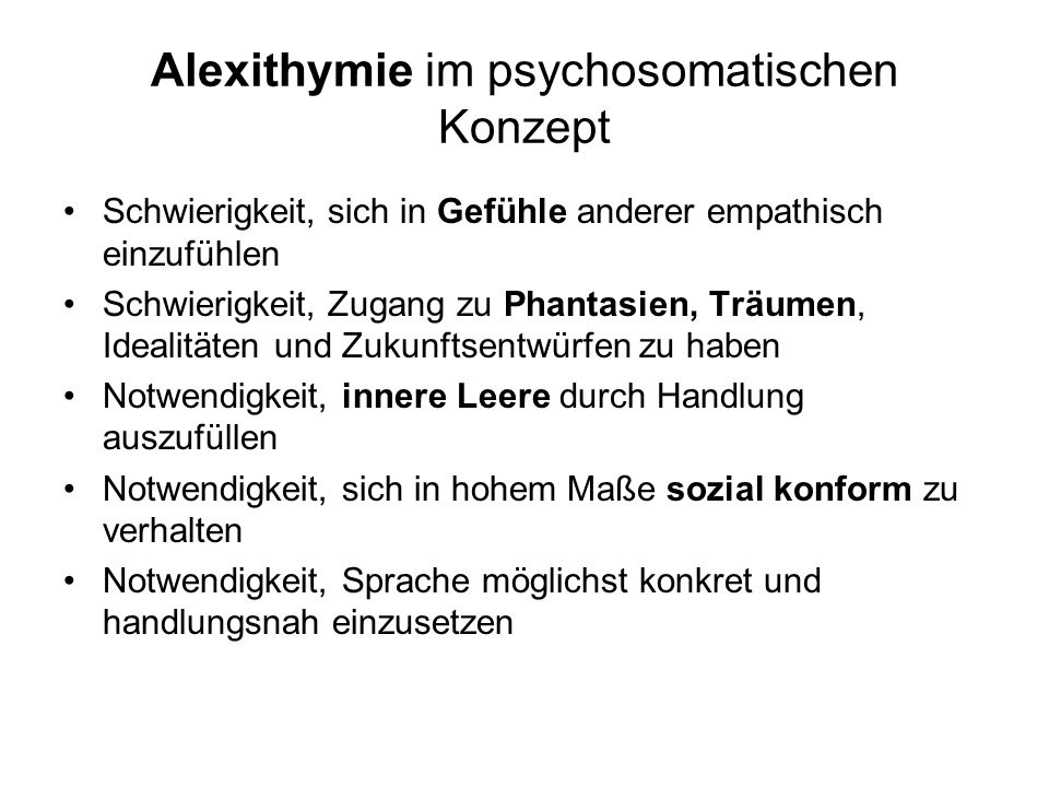 Alexithymie im psychosomatischen Konzept