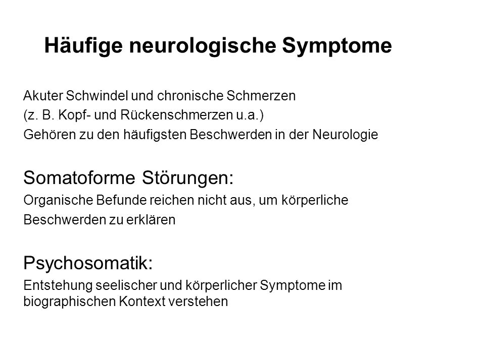 Häufige neurologische Symptome