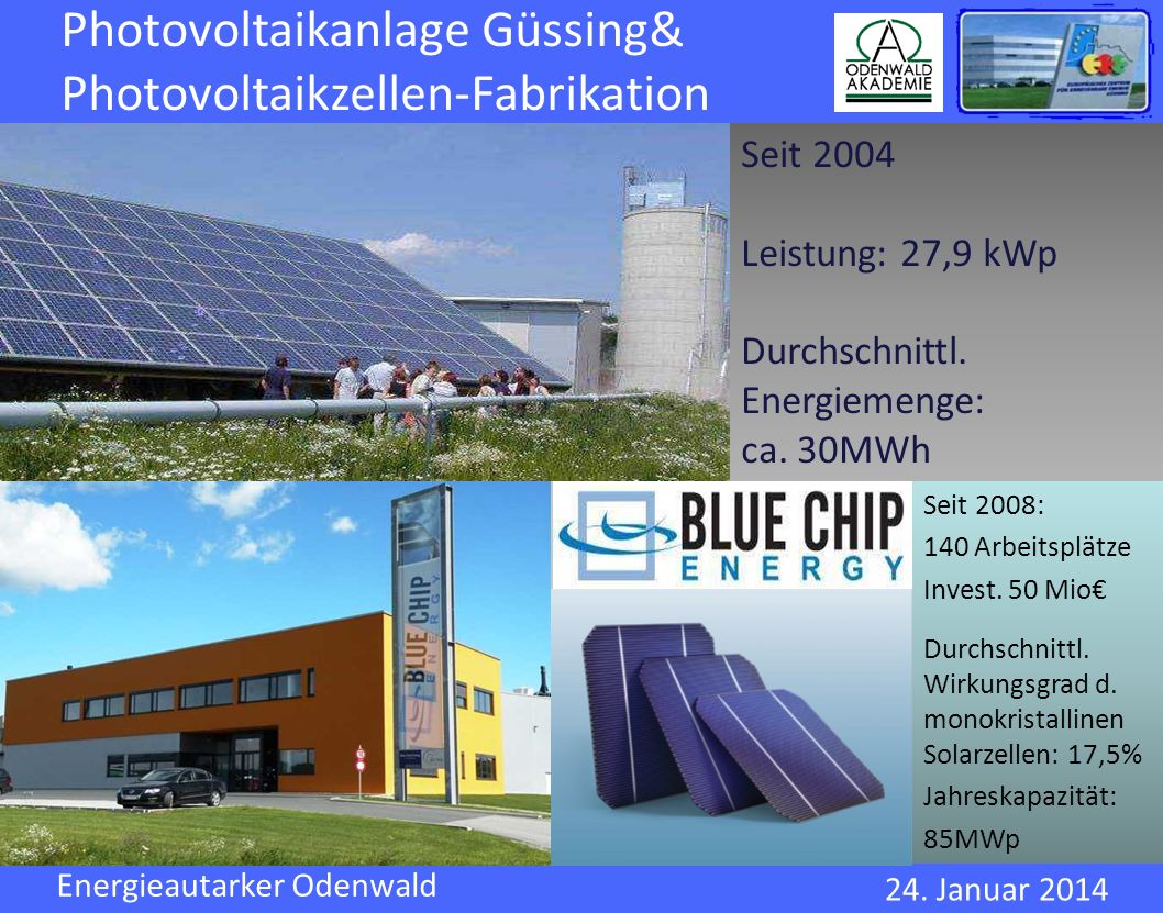 Photovoltaikanlage Güssing& Photovoltaikzellen-Fabrikation