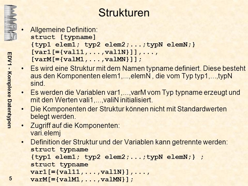 EDV1 - Komplexe Datentypen