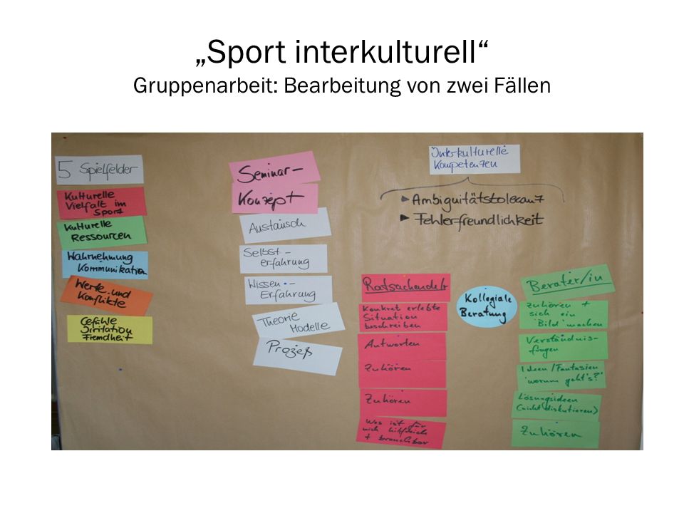 „Sport interkulturell Gruppenarbeit: Bearbeitung von zwei Fällen