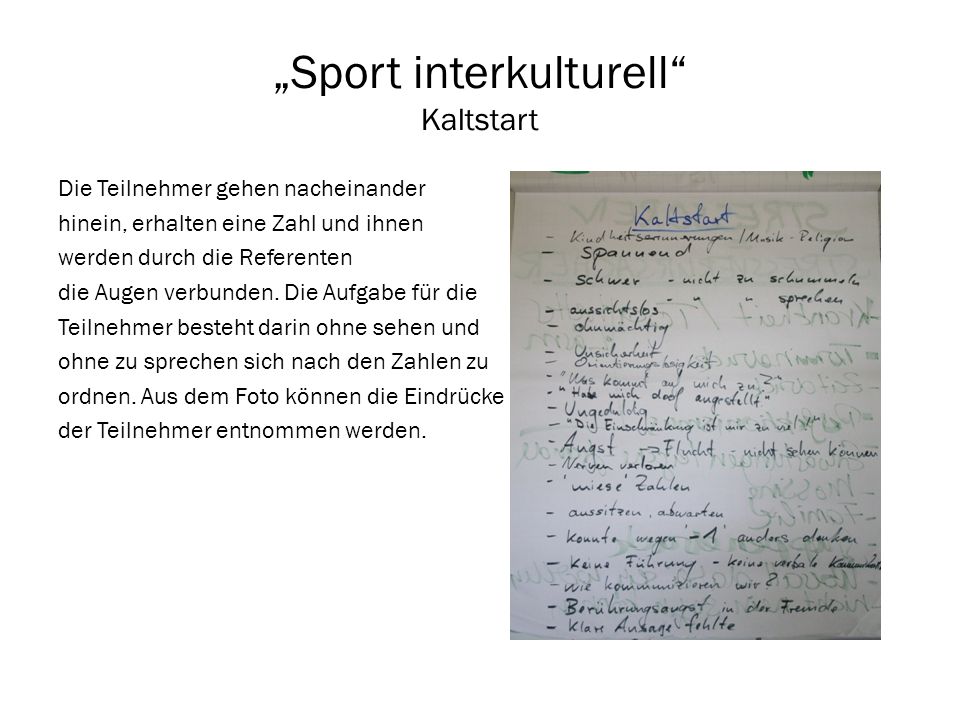„Sport interkulturell Kaltstart
