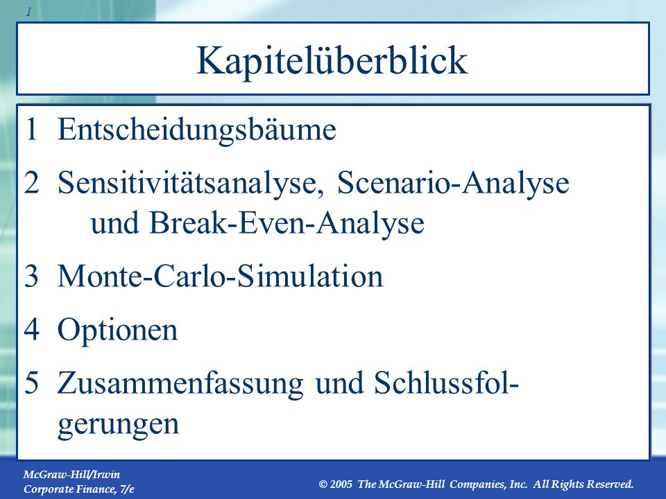 Kapitelüberblick 1 Entscheidungsbäume