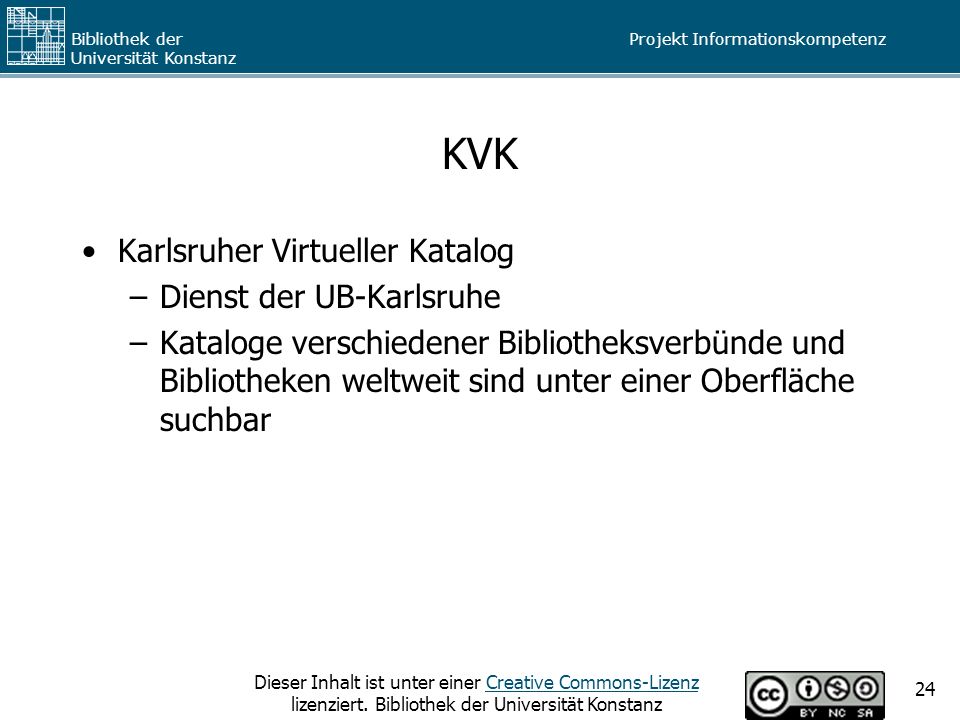 KVK Karlsruher Virtueller Katalog Dienst der UB-Karlsruhe