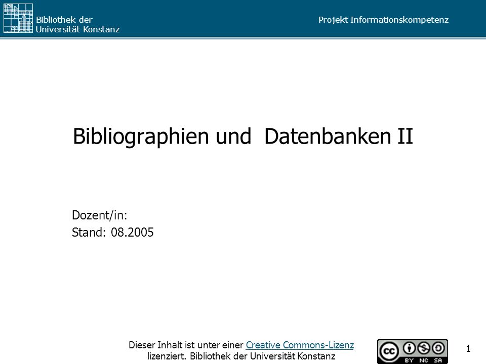 Bibliographien und Datenbanken II