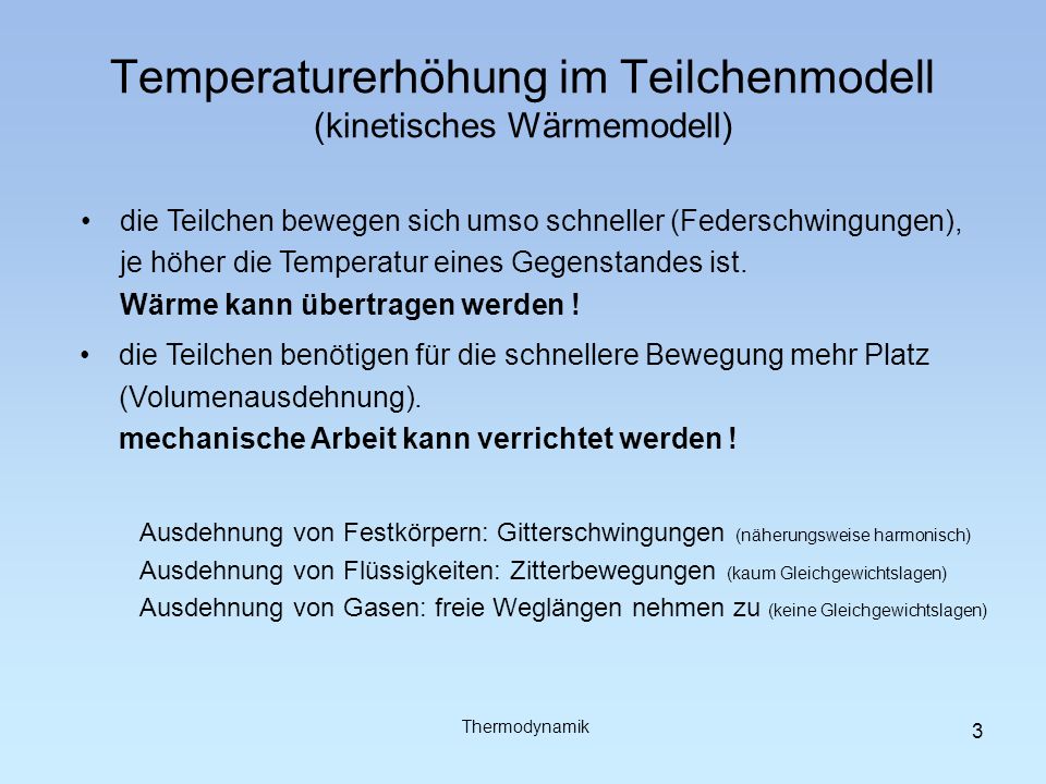 Temperaturerhöhung im Teilchenmodell (kinetisches Wärmemodell)