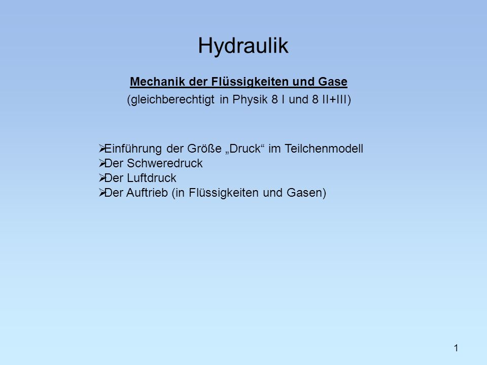 Mechanik der Flüssigkeiten und Gase