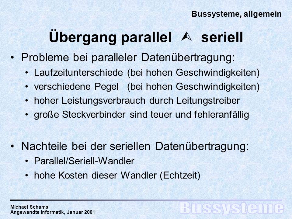 Übergang parallel  seriell