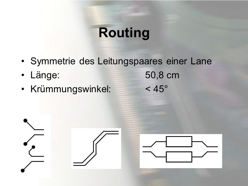 Routing Symmetrie des Leitungspaares einer Lane Länge: 50,8 cm
