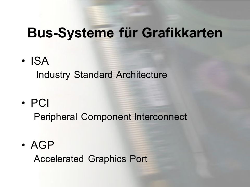 Bus-Systeme für Grafikkarten