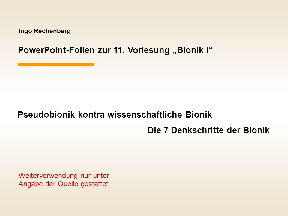 PowerPoint-Folien zur 11. Vorlesung „Bionik I