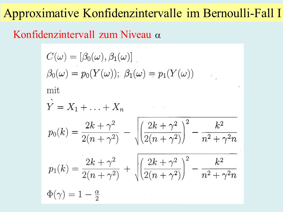 Approximative Konfidenzintervalle im Bernoulli-Fall I