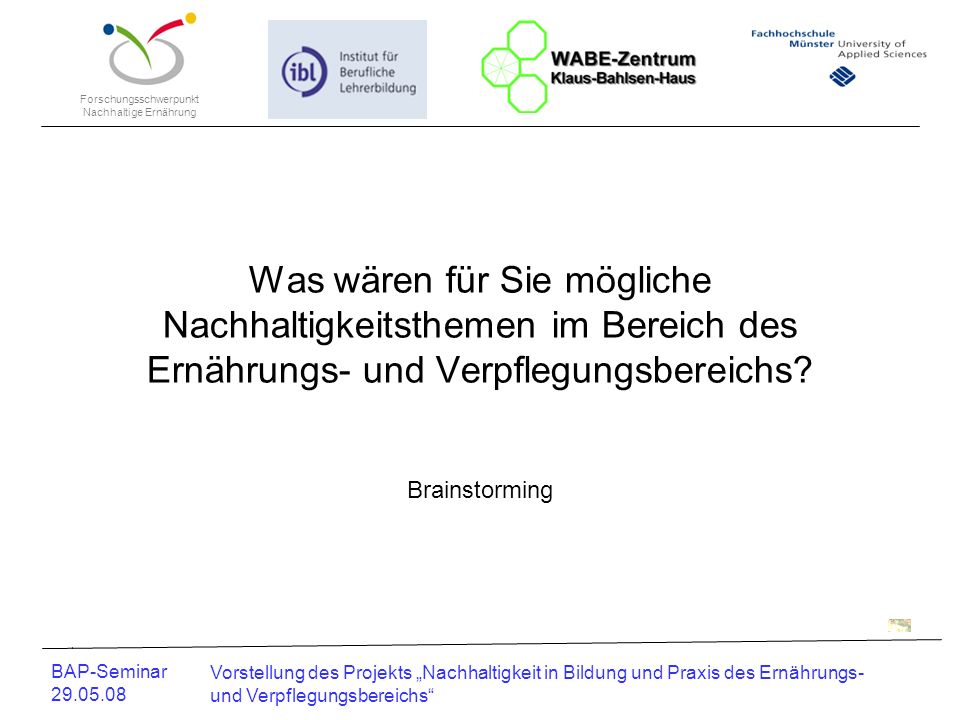 Was wären für Sie mögliche Nachhaltigkeitsthemen im Bereich des Ernährungs- und Verpflegungsbereichs