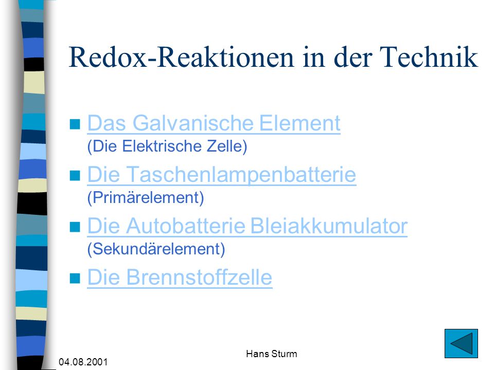 Redox-Reaktionen in der Technik