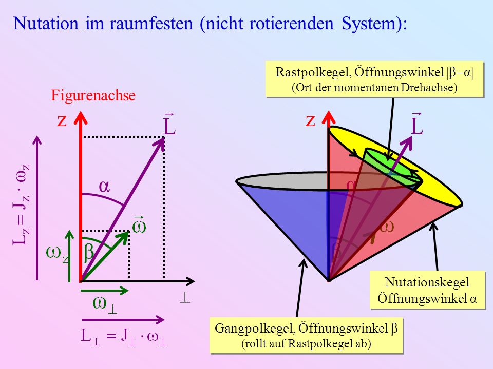 z z β α α β Nutation im raumfesten (nicht rotierenden System):